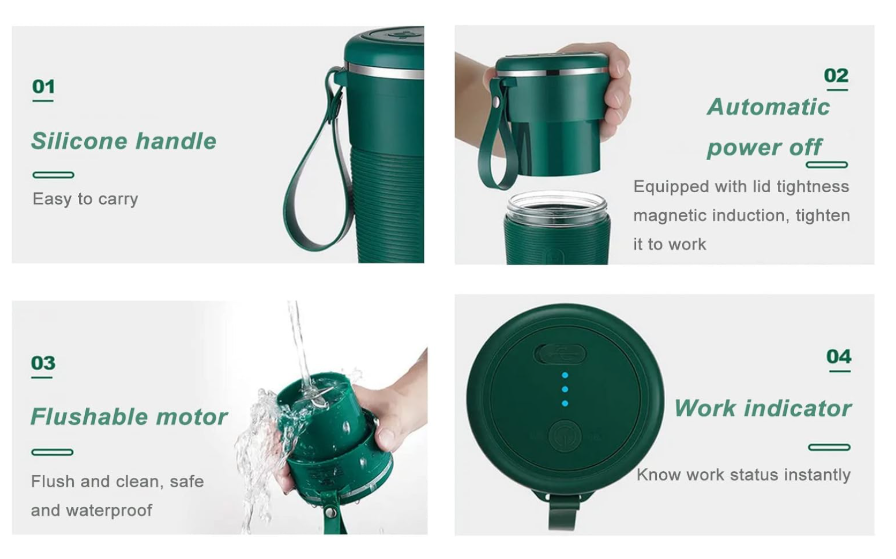Prenosni USB mini blender – Mini mešalnik za sadje, smoothije in koktajle na poti - Image 11